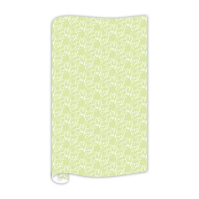 Pintado a mano Oh Baby! en papel de regalo verde para venta al por mayor de RosanneBeck Collections