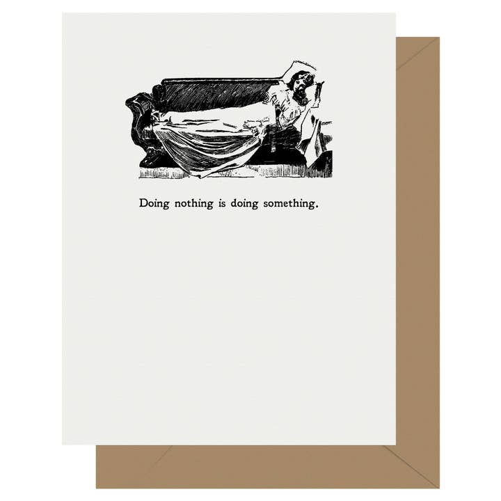 Gibson Girl Doing Something Letterpress Greeting Card for wholesale by Letterpress Jess