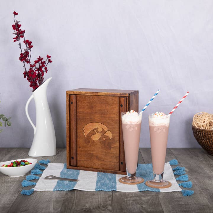 Acacia Wood Iowa Hawkeyes Pilsner Beer Glass Gift Set for wholesale on Faire3