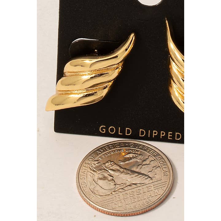 Gold Dipped Triple Layered Twist Stud Drop Earrings for wholesale on Faire
