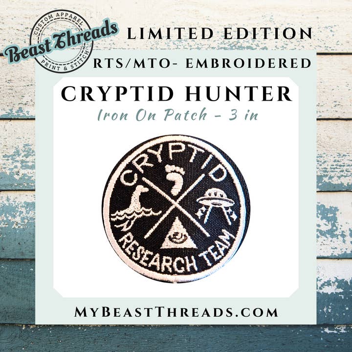 Beast Threads LLC - Wholesale Patch - Cryptid Hunter Embroidered Patch - RTS/MTO