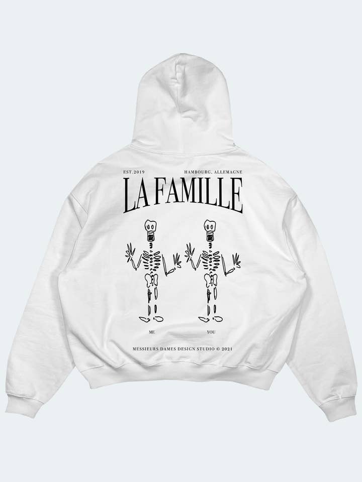Sudadera con capucha La Famille Skeletons blanca para venta al por mayor de MESSIEURS DAMES