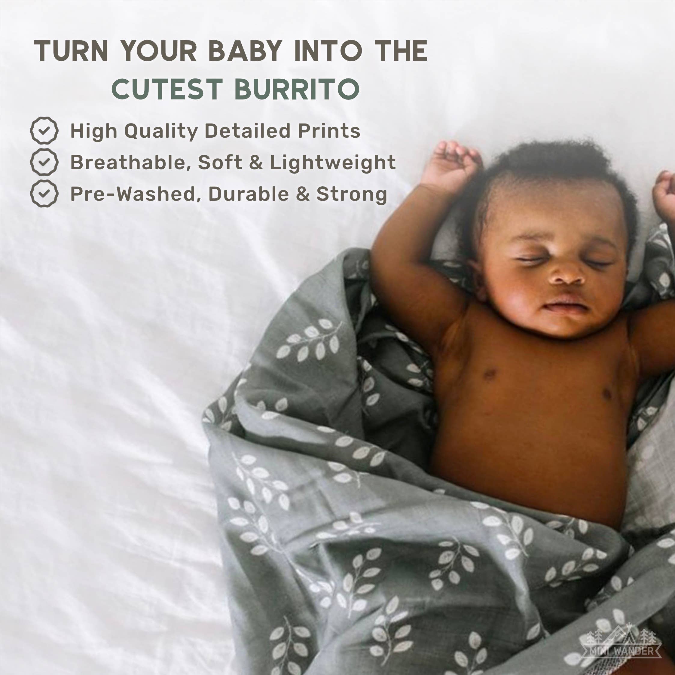 Mini Wander, LLC - Wholesale Swaddle - Baby - Muslin Swaddle Baby Baby Blanket – Leaves2
