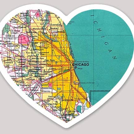 Autocollant en forme de cœur de Chicago pour la vente par Black Angel Designs