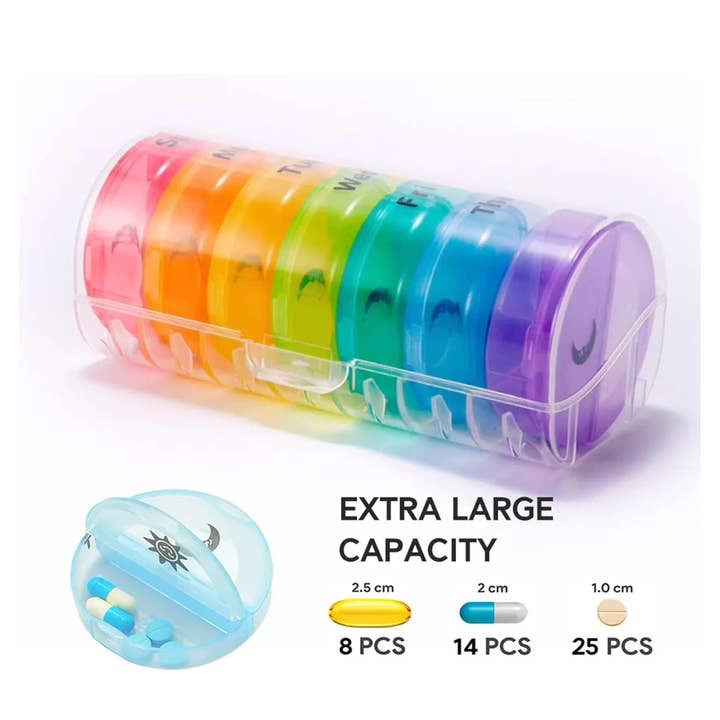 Vigor Path - Wholesale Pill organiser - 7-Day Pill Organizer with Two Compartments Per Day (Clear)4