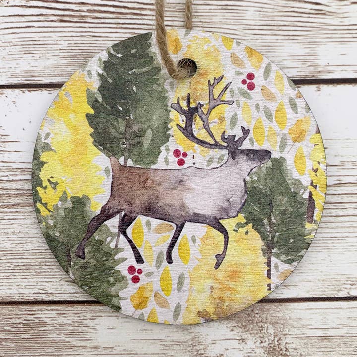 Houten rendier kerstbal voor wholesale door Samantha Hall Designs