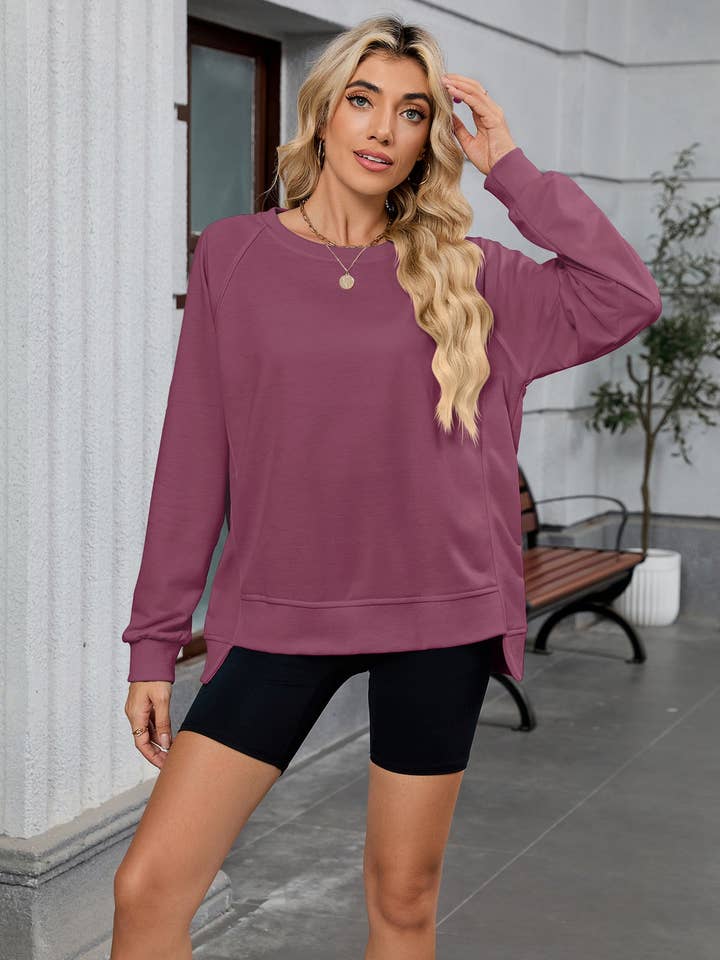 Lovesoft - Wholesale Sweatshirt – Women's - Women’s Solid Crewneck Sweatshirt, Ribbed Casual Pullover11