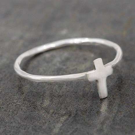 Petite Cross Ring for wholesale by Corazón Sterling