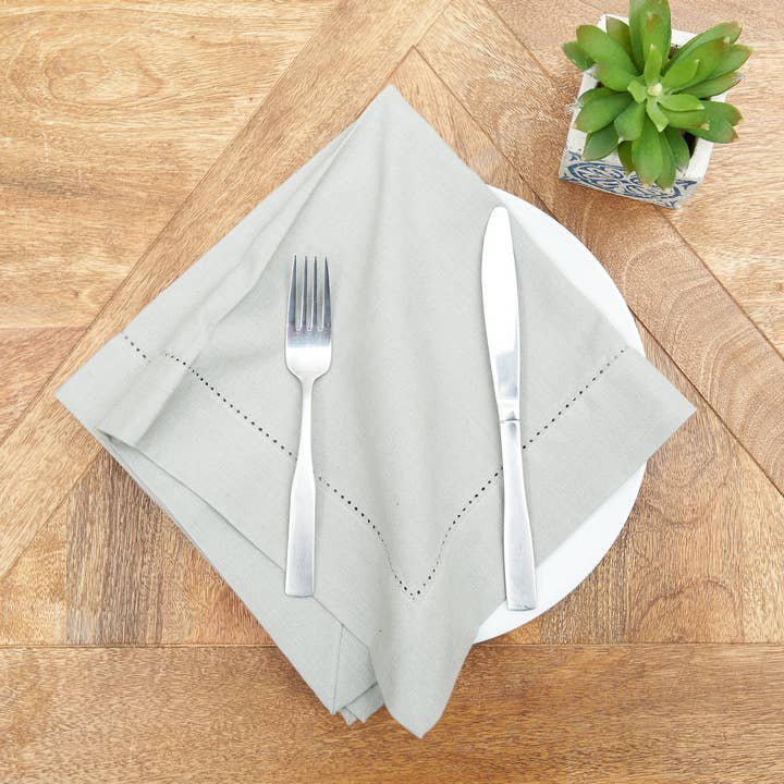 C&F Home - Wholesale Dinner & Cloth Napkin - Hemstitch Slate Gray Napkin1