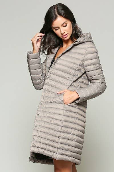 ESLEY - Wholesale Puffer Jacket - Women's - 73237J-R- Long Puffer Jacket With Hoodie1