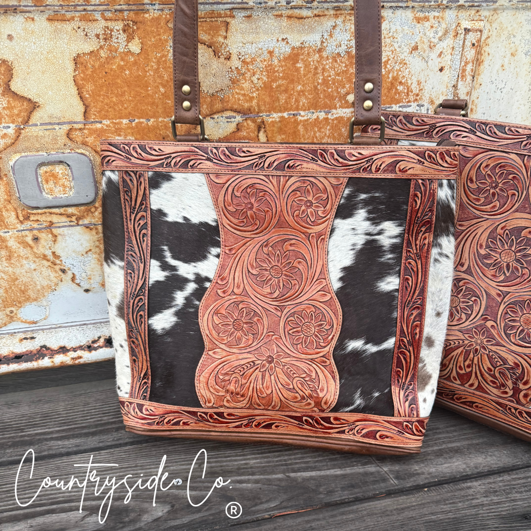 Texas Western Cowhide Bags and More – wholesale Tote bag – Women's – Lucille Tooled Leather Cowhide Tote, Purse7