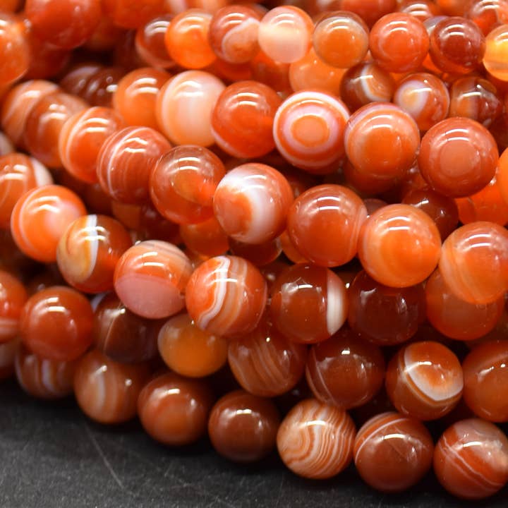 Grade A Red Banded Agate Carnelian Striped Gemstone Beads for wholesale by Oriental Direct Craft Supplies