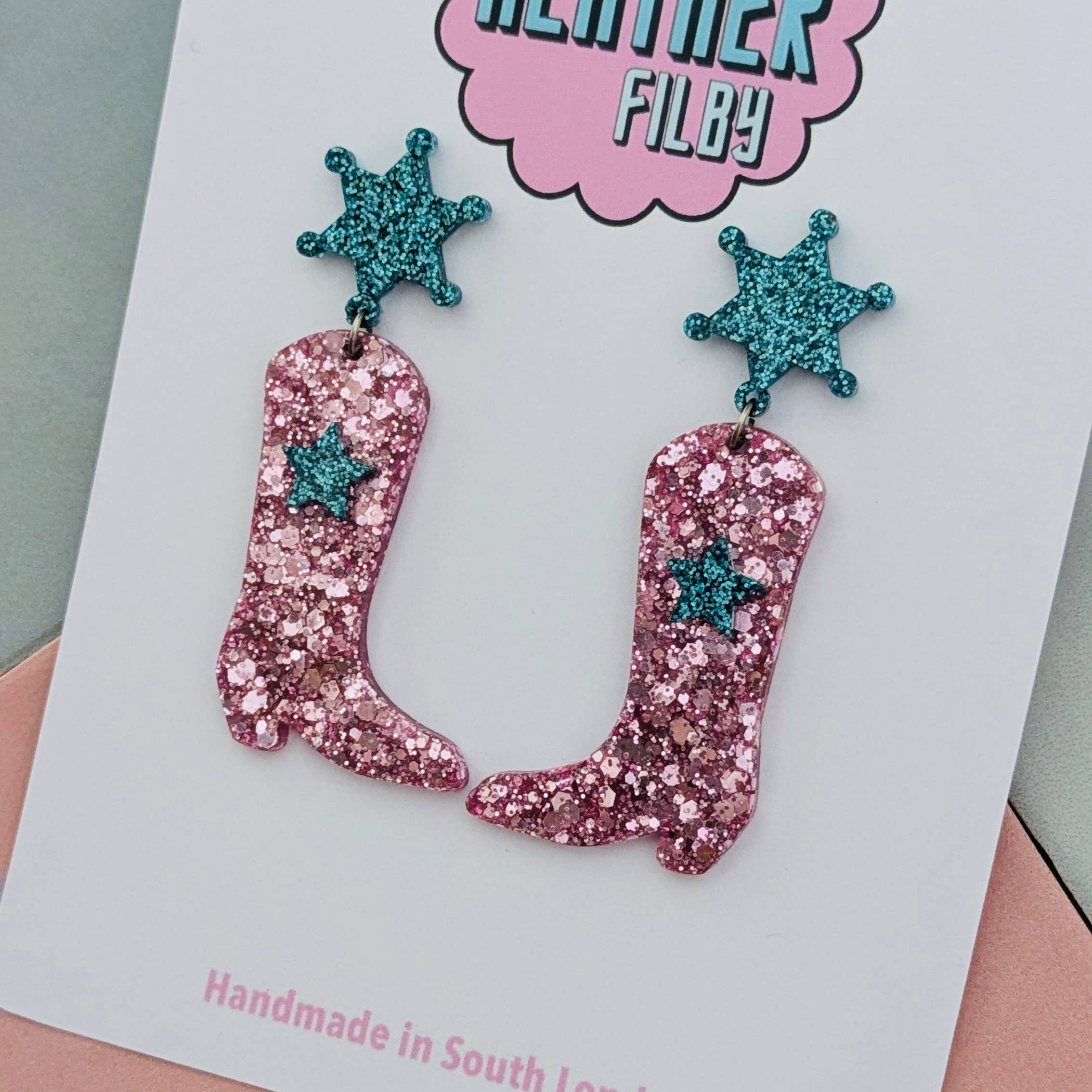 By Heather Filby - Wholesale Dangle Earrings - Cowboy Boot Glitter Earrings (MORE COLOURS) - Best Seller11