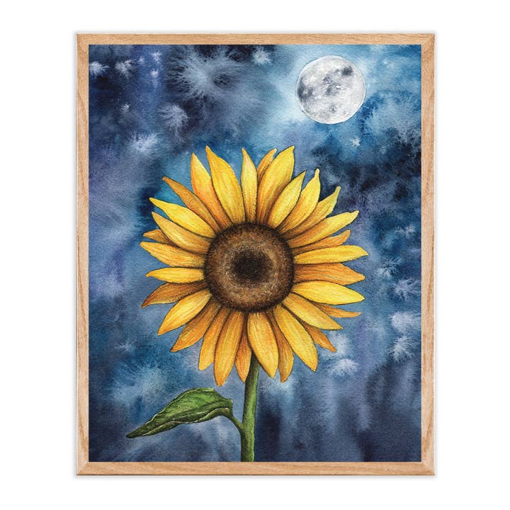 Moonlit Sunflower Art Print for wholesale by Green Artist Designs