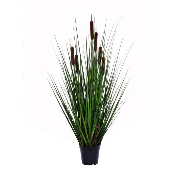 Vickerman - Wholesale Artificial Plant - Vickerman 36" Grass With 6 Cattails Potted