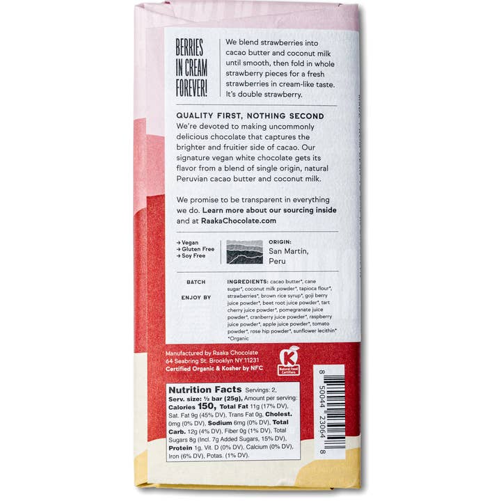 Raaka Chocolate - Wholesale Chocolate Bar - 37% Strawberry & Cream Vegan White Chocolate Bar4