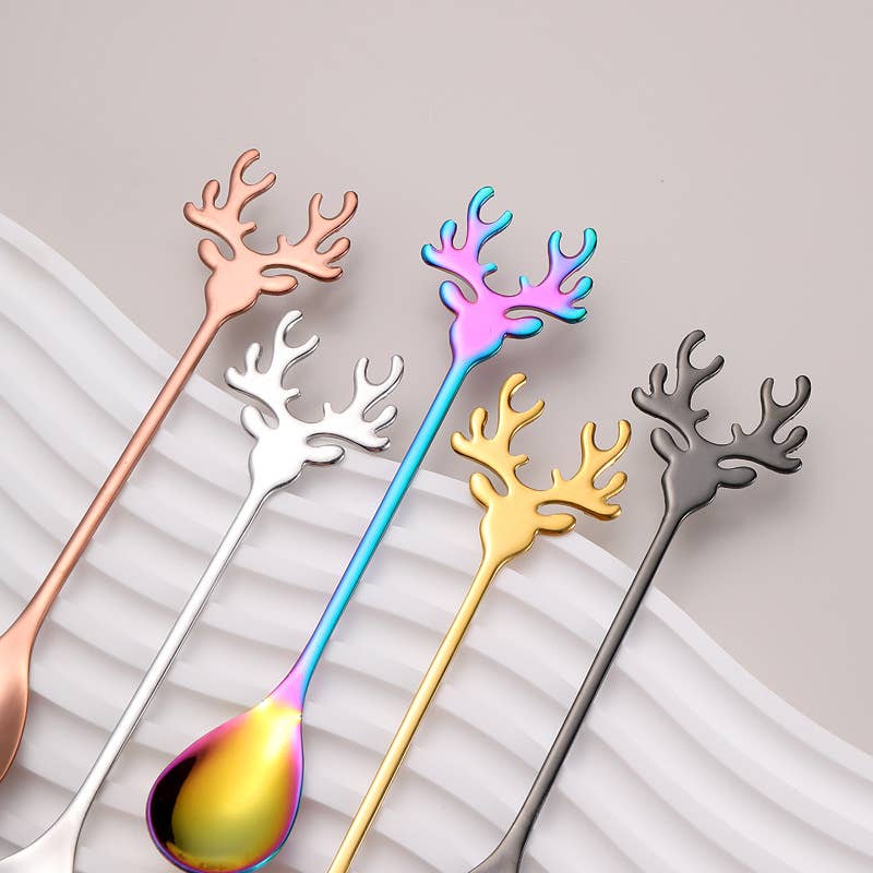 Sostraw & SmartThings - Wholesale Table Spoon (Cutlery) - Deer spoon for Christmas - Coffee, tea, dessert - 5 colors2