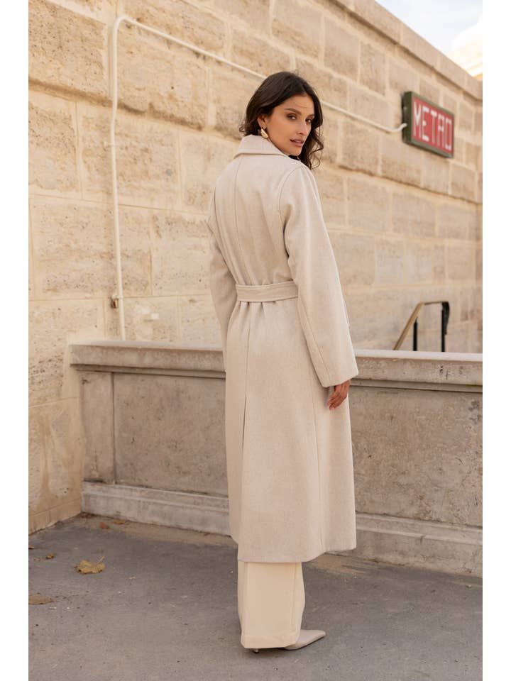Attentif Paris - Wholesale Coat - Women's - Belted long coat in blended wool48
