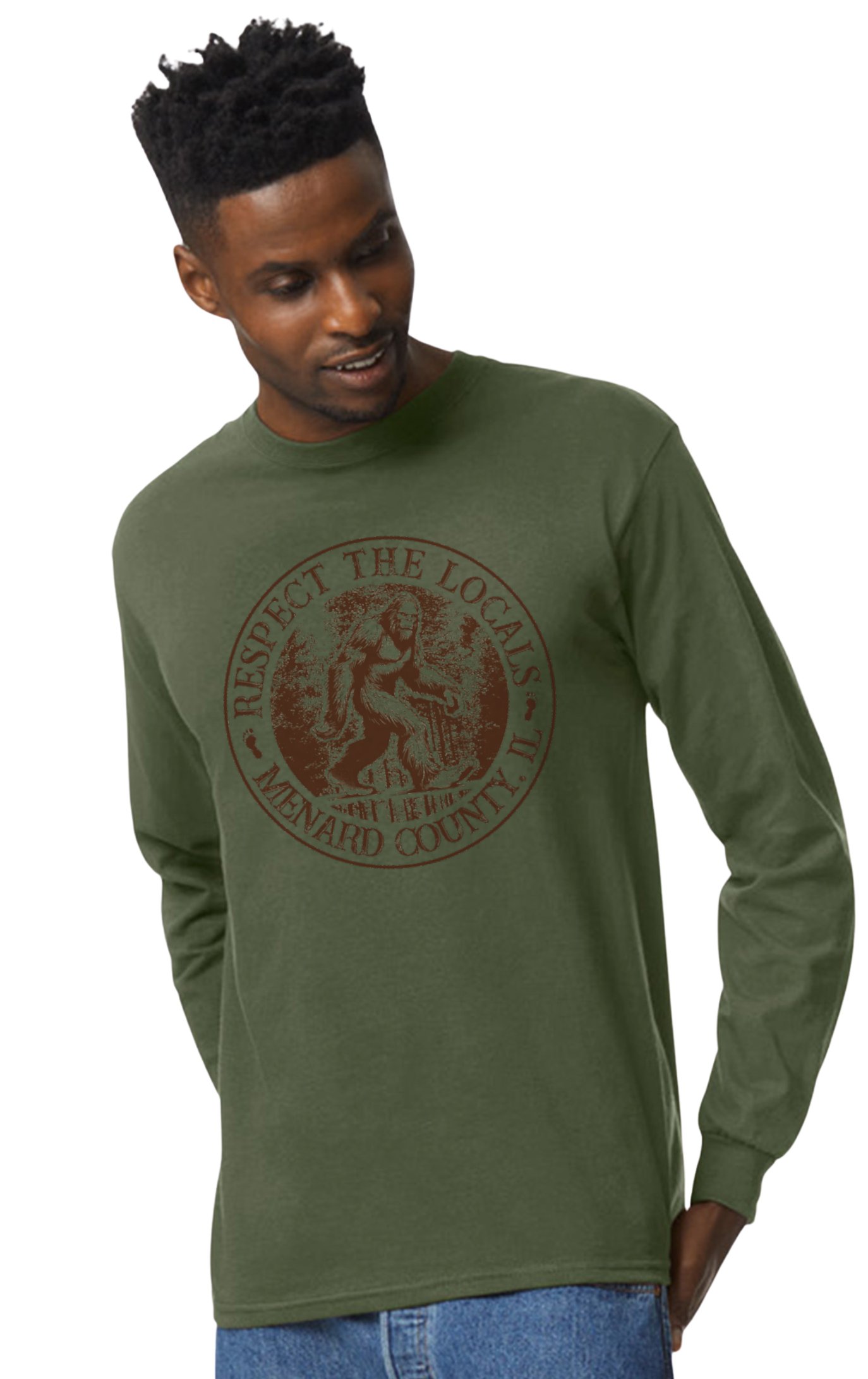 Squatchin’ Country – wholesale Grafisk T-shirt - Unisex – "Respektera lokalbefolkningen" Bigfoot T-shirt eller sweatshirt – Anpassad8