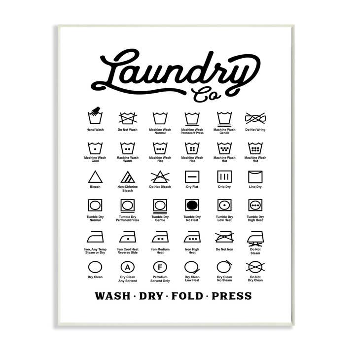 Vintage Laundry Co Washing Chart Guia útil Arte de parede por atacado de Stupell Industries