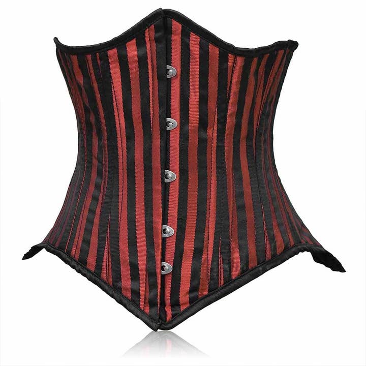 Corset Rouge Noir pour Femmes - Robe Corset à Lacets Sous la Poitrine pour la vente par Miss Leather