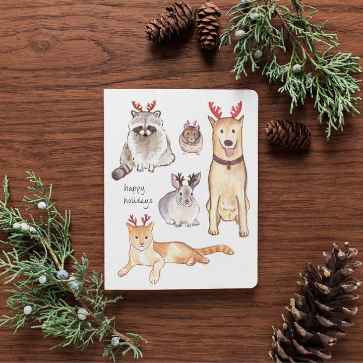 Gotamago - Wholesale Season's Greetings Card - Holiday Antlers Card - Set of 61