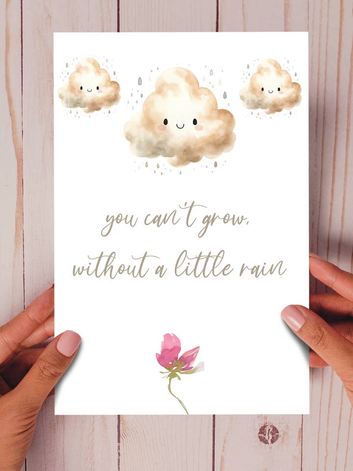 Non puoi crescere senza un po' di pioggia - carta di pensiero positiva per la vendita all'ingrosso da parte di Homemade Hollydays Wholesale