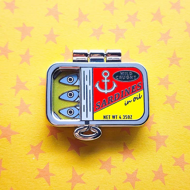 Toku Arts - Wholesale Lapel Pin/Button - Tightly Packed Sardines Enamel Pin