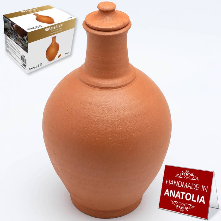 Hakan - Wholesale Pitcher - Hakan Terracotta Clay Pitcher with Lid, Handmade Jug 3 Sizes