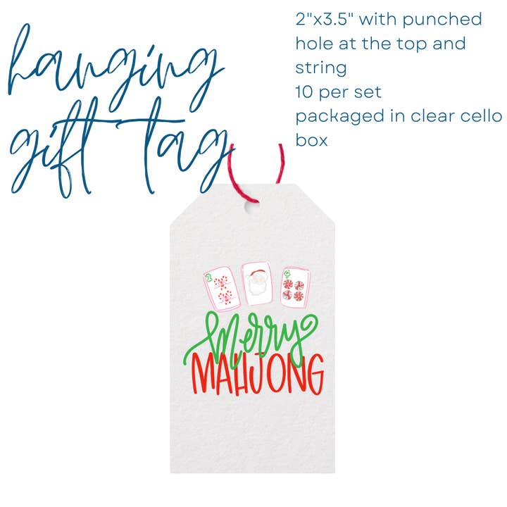 Merry Mahjong Christmas Hanging Gift Tag | Set of 10 for wholesale by Busy Bee Gift