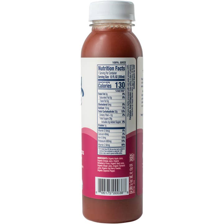 Happy Moose Juice - Wholesale Wellness Juice/Tonic - Strawberry Fields - Organic Cold-Press Juice - Goji & Ginger