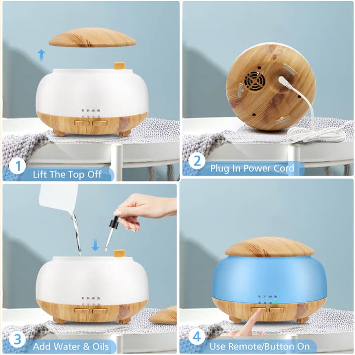 DAROMA – Engroshandel Elektronisk diffuser – Æterisk Olie Diffuser Fjernbetjening 300ml Aroma Ultralyd13