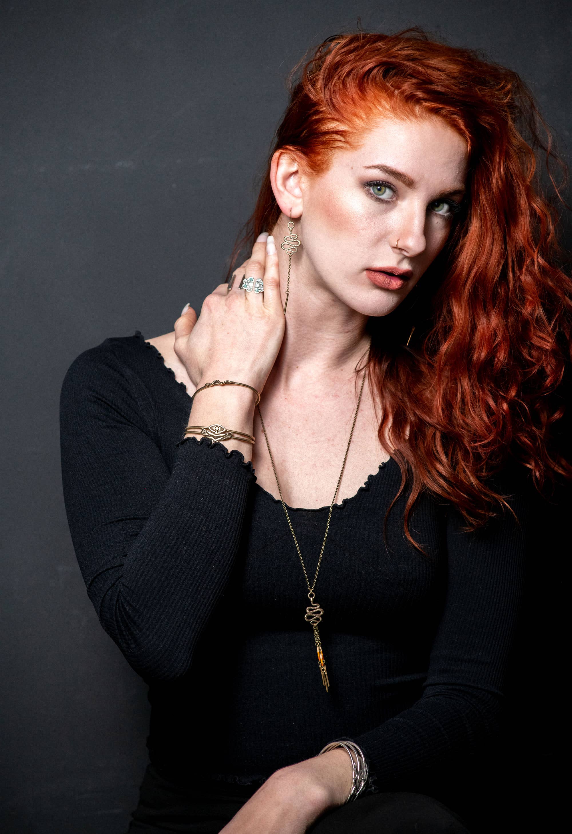 Crow Jane Jewelry - Wholesale Dangle Earrings - Snake Manasa earrings in silver or brass with beads2