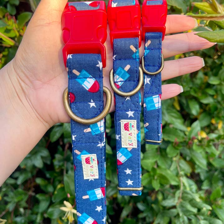 Very Vintage Designs - Wholesale Pet Collar - Cat/Dog - Patriotic Dog Collar Red White Blue Summer Style Handmade US1