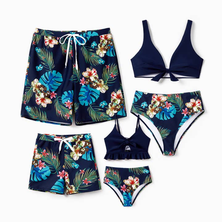 Family Matching Tropical Print Swim Set with Tie Bikini for wholesale by PatPat Matching