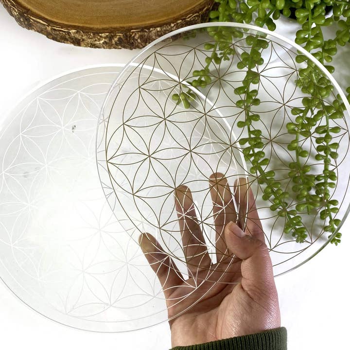 Rock Paradise - Venta al por mayor Piedras/cristales espirituales - Rejilla acrílica Flor de la Vida redonda (RK17-14)4