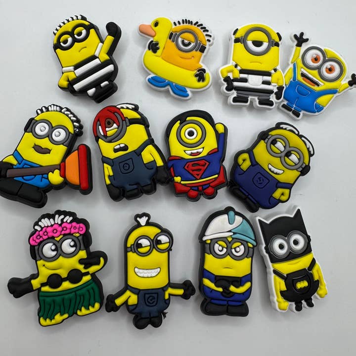 Stilnati - Wholesale Shoe Accessories - 12 Pcs Minions Shoe Charms Despicable Me Yellow Clips Bundle