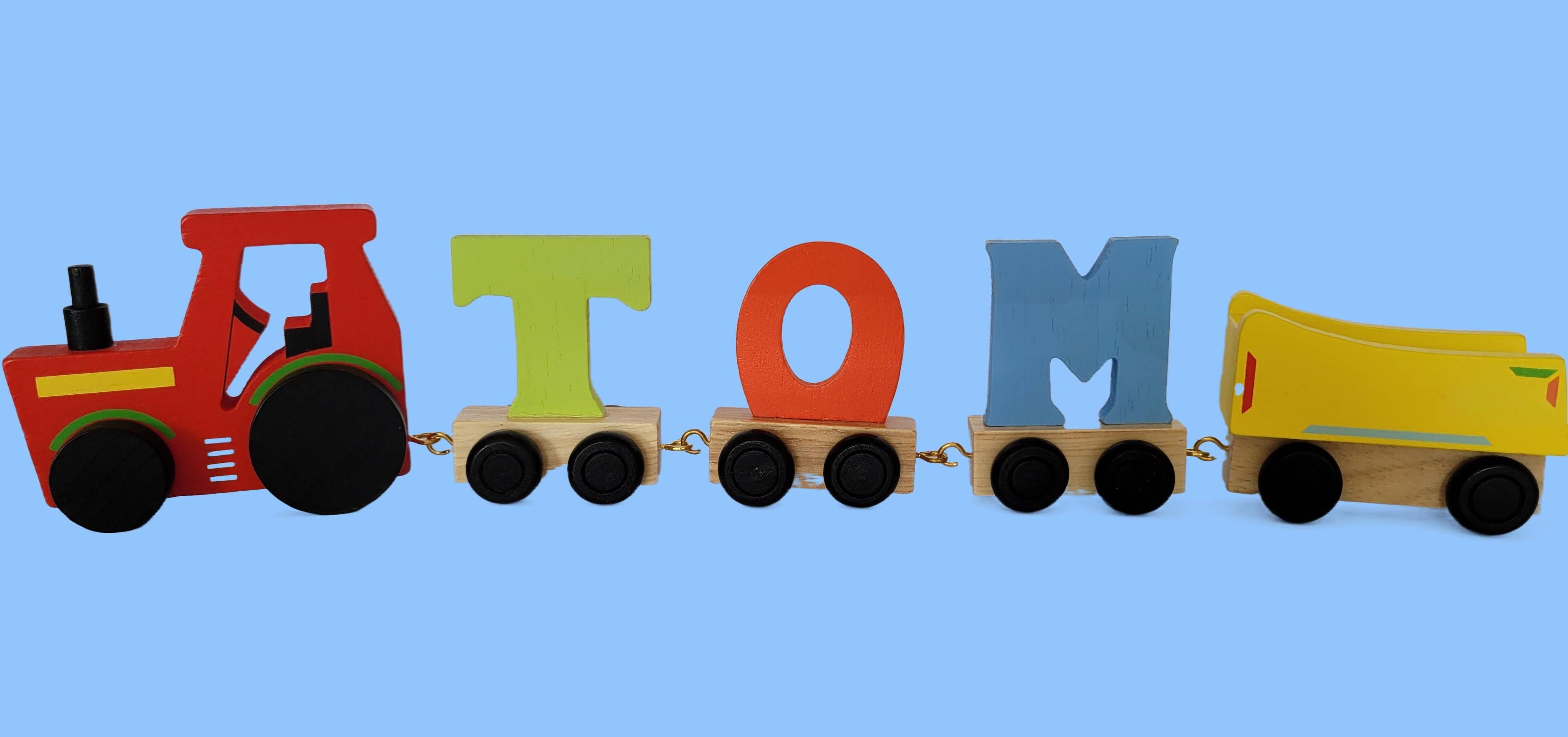 Ryan Town Toys & Gifts - Wholesale Wood Toy - Kids - Coloured Wooden Tractor - For Kids' Name Train Toy 2