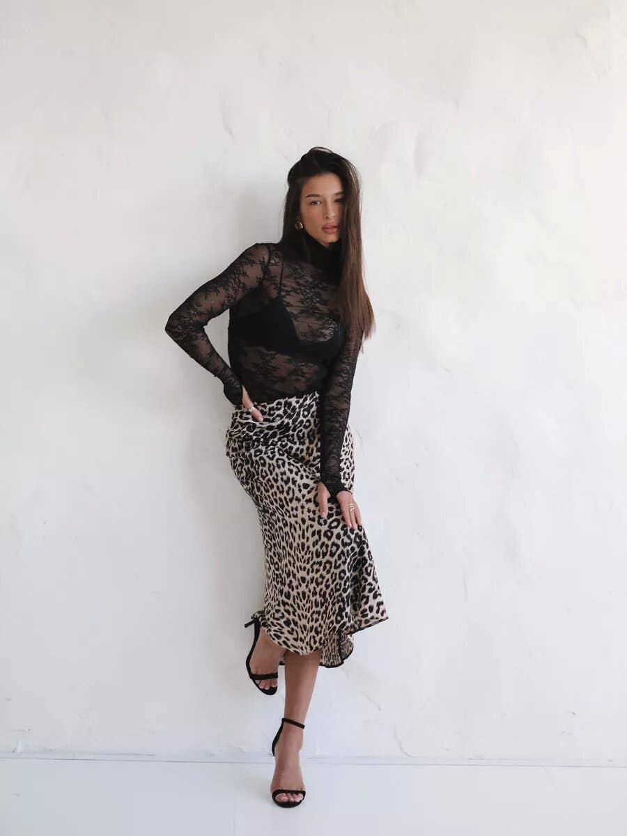 Lily Clothing - Wholesale Skirt - Women's - SEXY SATIN LEOPARD PRINT HIGH-WAISTED SKIRT8