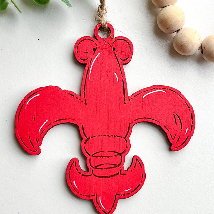 Geaux Magnolia - Vendita all'ingrosso Decorazione - Ciondolo per auto decorativo a forma di gambero della Louisiana Fleur de Lis