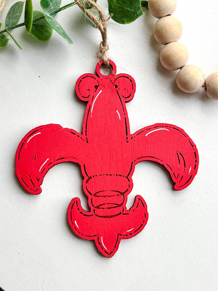 Crawfish Louisiana Fleur de Lis Ornament Car Charm for wholesale by Geaux Magnolia
