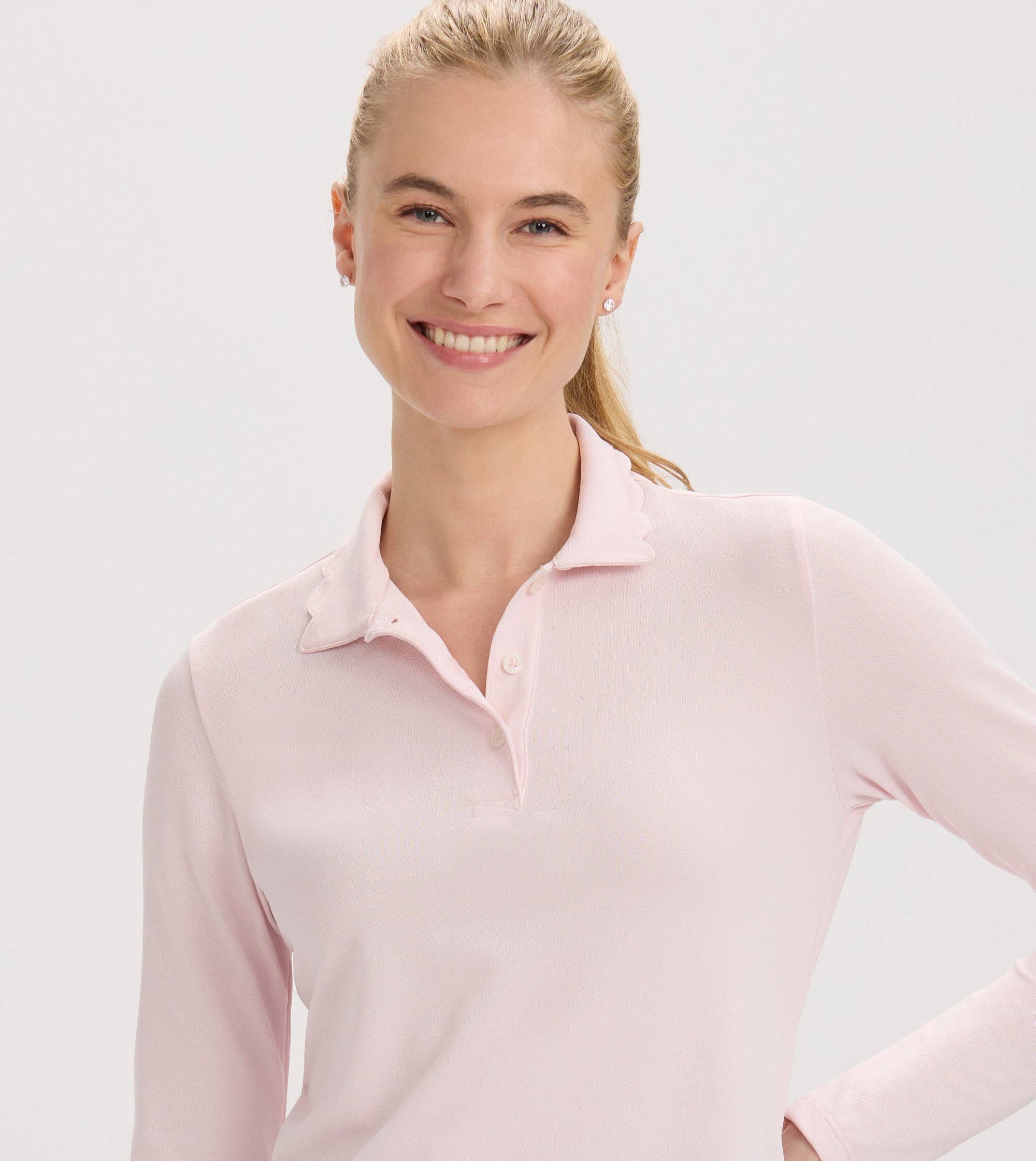 RNWK - Wholesale Polo - Women's - Scallop Collar Long Sleeve Polo3
