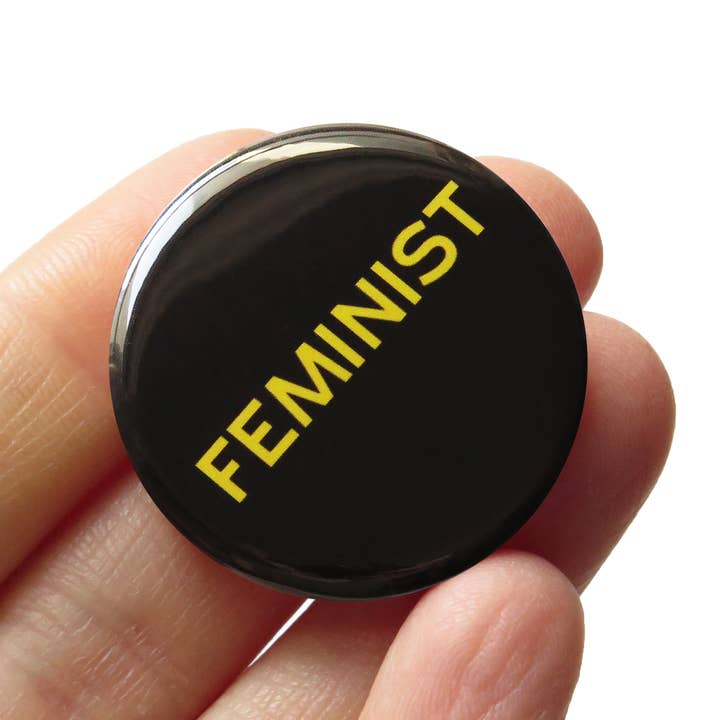 FEMINIST Pinback Button l Feminist Accessory for wholesale by Word For Word Factory