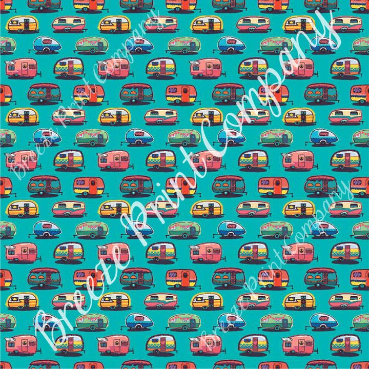 Feuille de transfert par sublimation motif campeur sarcelle pour la vente par BreezePrintCo