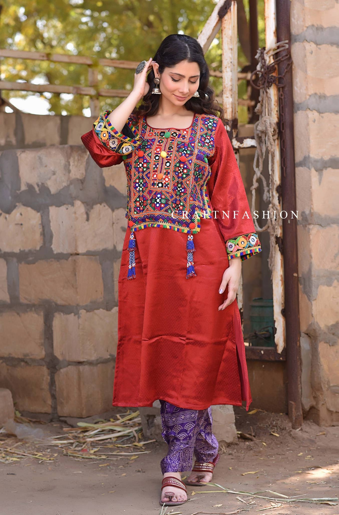 Meghcraft – wholesale Tunika - Dam – Indisk broderad kurta och kaftan - bohemisk tunika med spegelarbete2