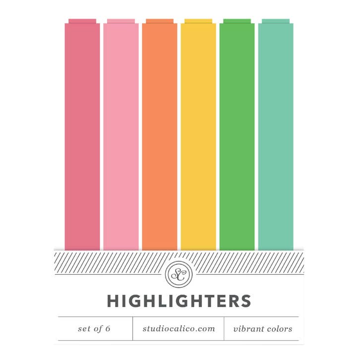 Brights Highlighter Set of 6 Colors for wholesale by Studio Calico