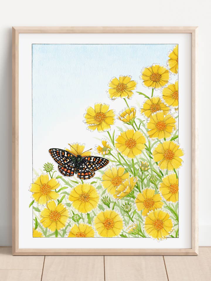 California butterfly watercolor print for wholesale by Hannah Moore Art