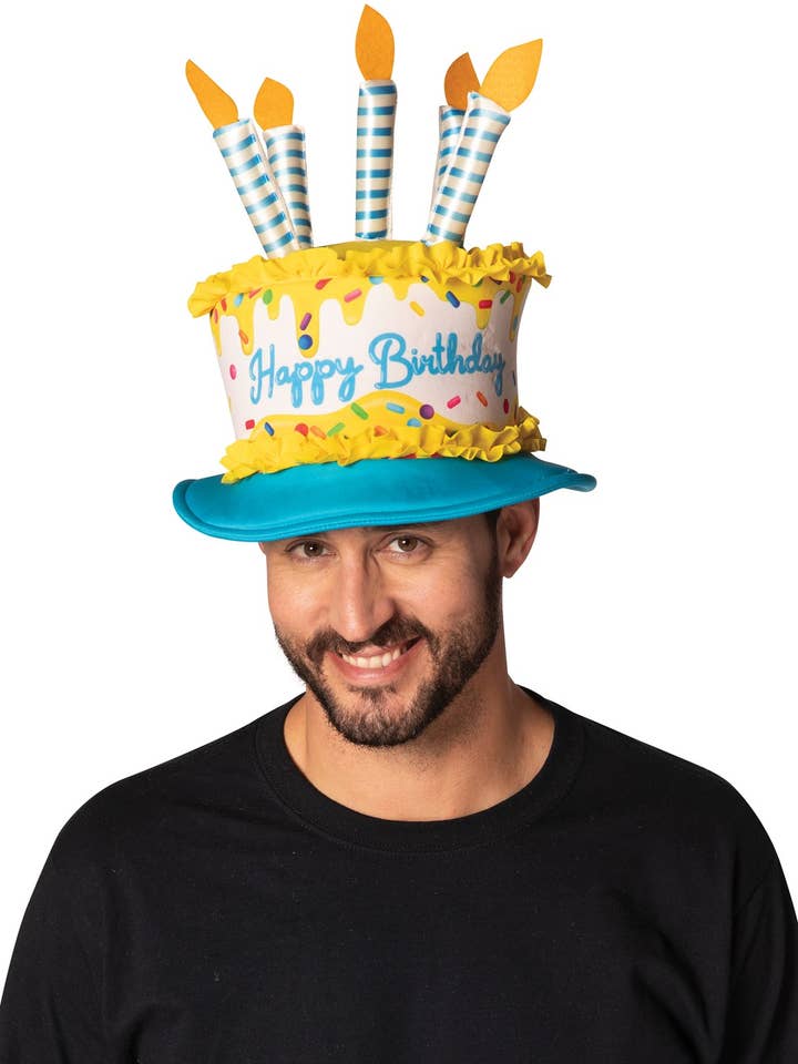 Birthday Cake Hat, Yellow/Blue for wholesale by Rasta Imposta