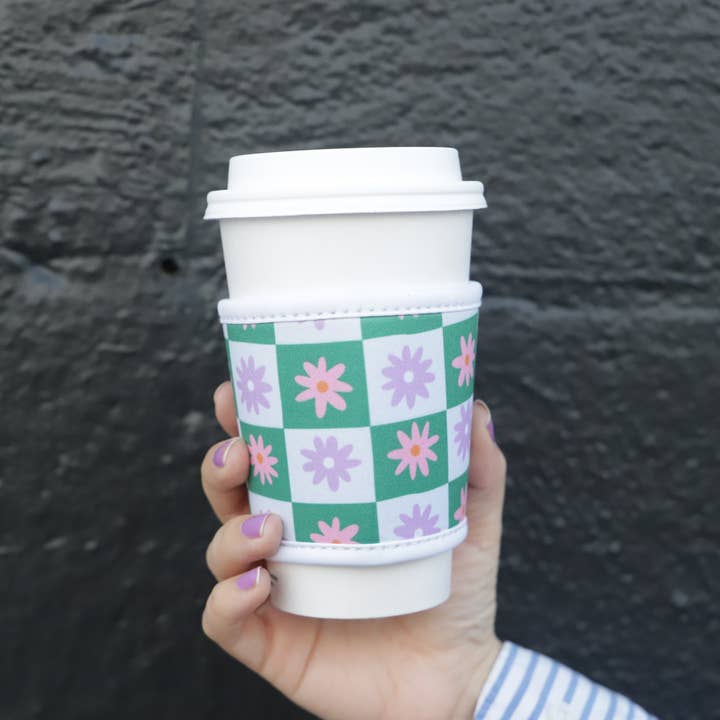 Made Au Gold - Wholesale Drink Huggers & Koozies - Hot Coffee Sleeve - Checkers Flowers