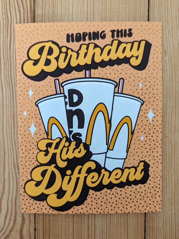 Denne fødselsdag rammer anderledes - Cute McDonalds Coke Diet Card for engroshandel hos Sadsquatch
